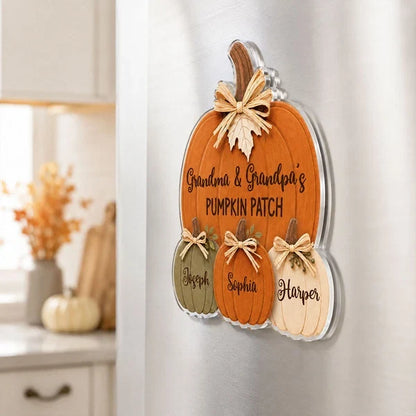 Personalized Acrylic Magnet, Rustic Pumpkin Patch Fall Decor, Unique Gift for Grandma & Grandpa