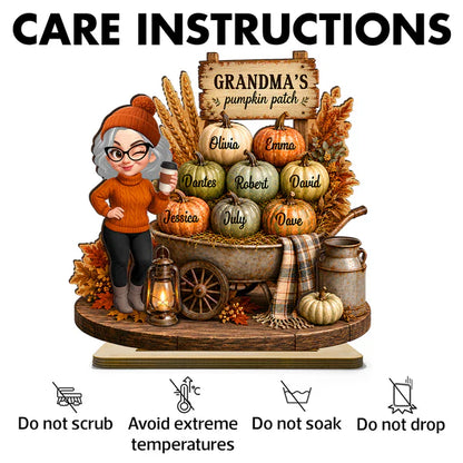Personalized 2-Layer Wooden Plaque, Grandma's Pumpkin Patch Fall Decor, Unique Gift for Grandma