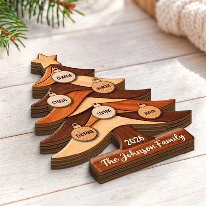 Personalized Thick Wooden Plaque, Warm Christmas Tree Keepsake, Unique Gift for Family
