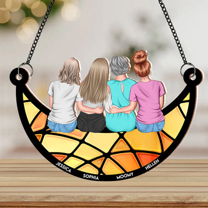 Mother & Daughter Back View Ornament in Wood and Acrylic, Personalized Romantic Gift for Mom’s Special Day