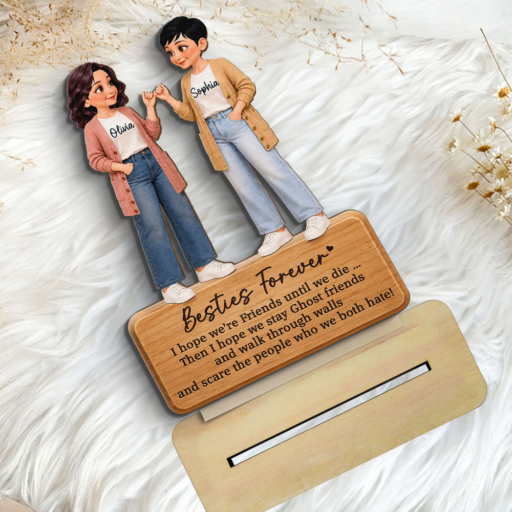 Personalized 2-Layer Wooden Plaque, Pinky Promise Friends Forever, Unique Gift for a Close Friend