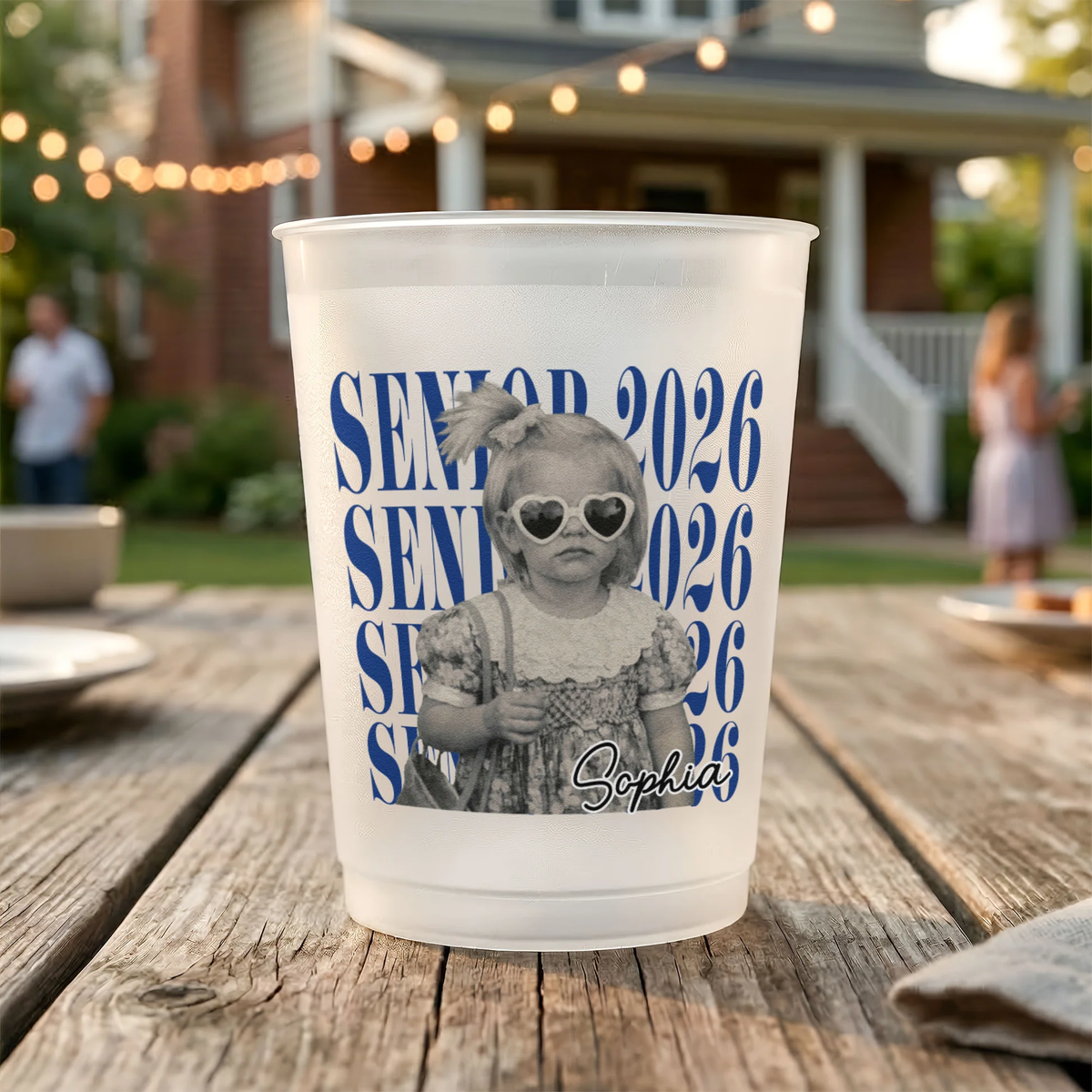 Custom Photo Frosted Plastic Cup for Graduation Parties, Retro Senior Vibes, A Unique Keepsake Gift for a Grad
