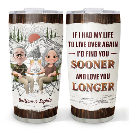 Insulated Travel Tumbler with Love Quote and Mountain Sunset Scene, Personalized Unique Gift for Couple
