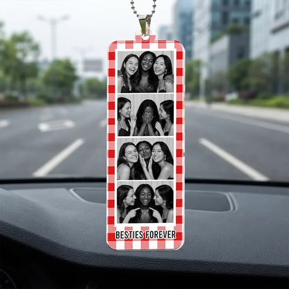 Personalized Acrylic Ornament, Laughing Friends Photo Booth Strip for Rearview Mirror, Creative Gift for Best Friends