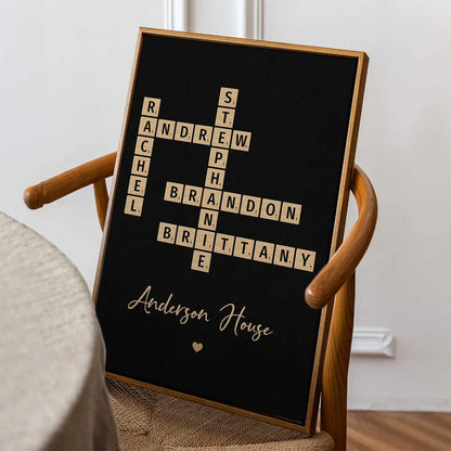 Family Crossword Art Created In A Moment, Treasured Forever Personalized Poster or Plaque or Keychain