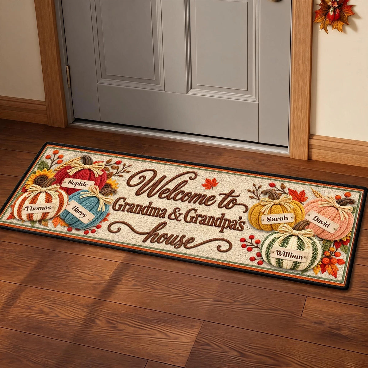 Personalized Premium Doormat, Welcome to Grandma & Grandpa's House, Autumn Pumpkin Creative Gift