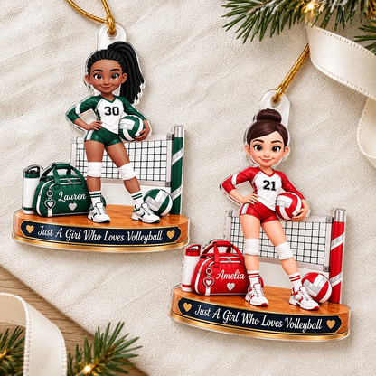 Personalized Acrylic Ornament, Girl Who Loves Volleyball Design, Creative Keepsake Gift for Granddaughter