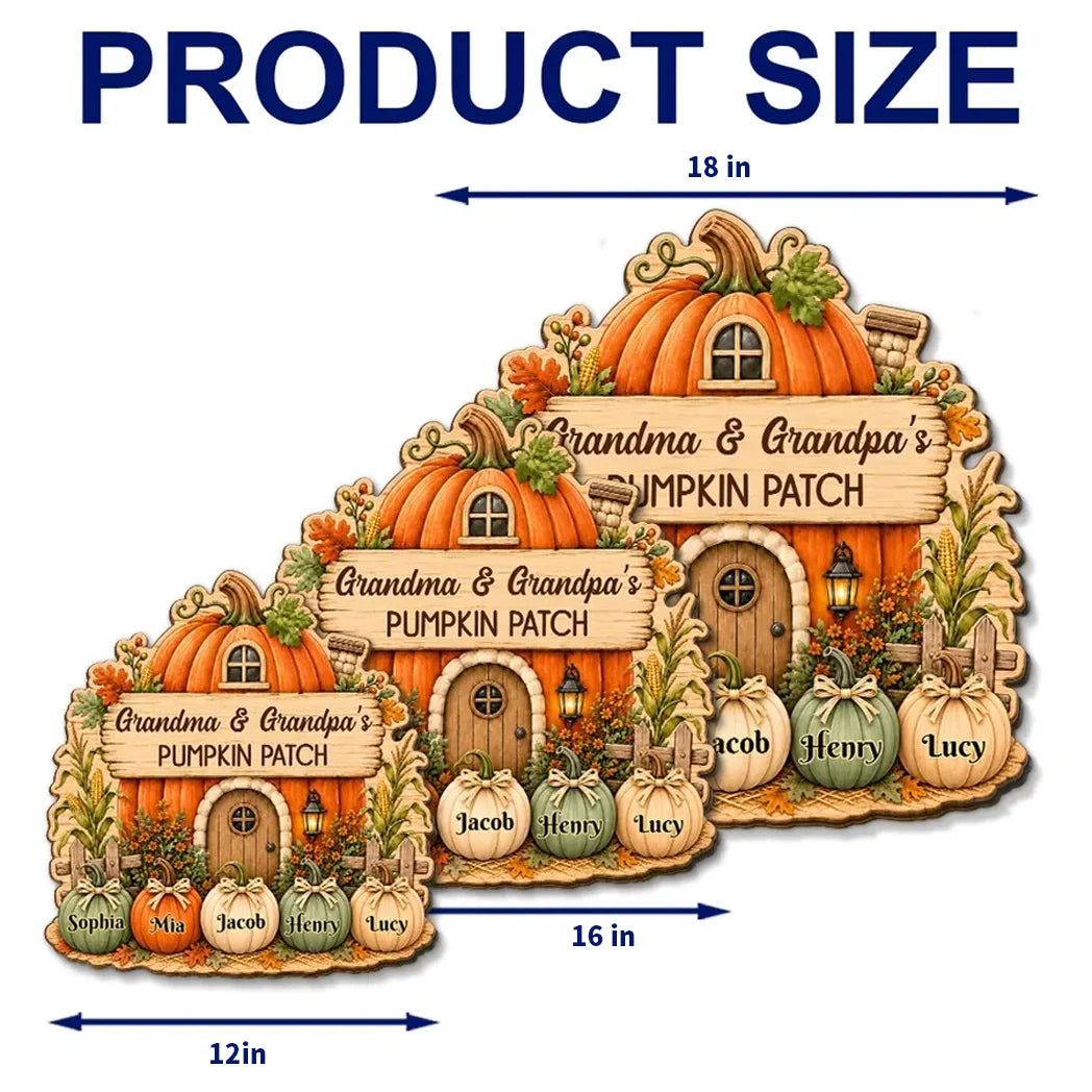 Grandma and Grandpa Wooden Sign, Rustic Fall Pumpkin Home, Personalized Creative Family Keepsake Gift