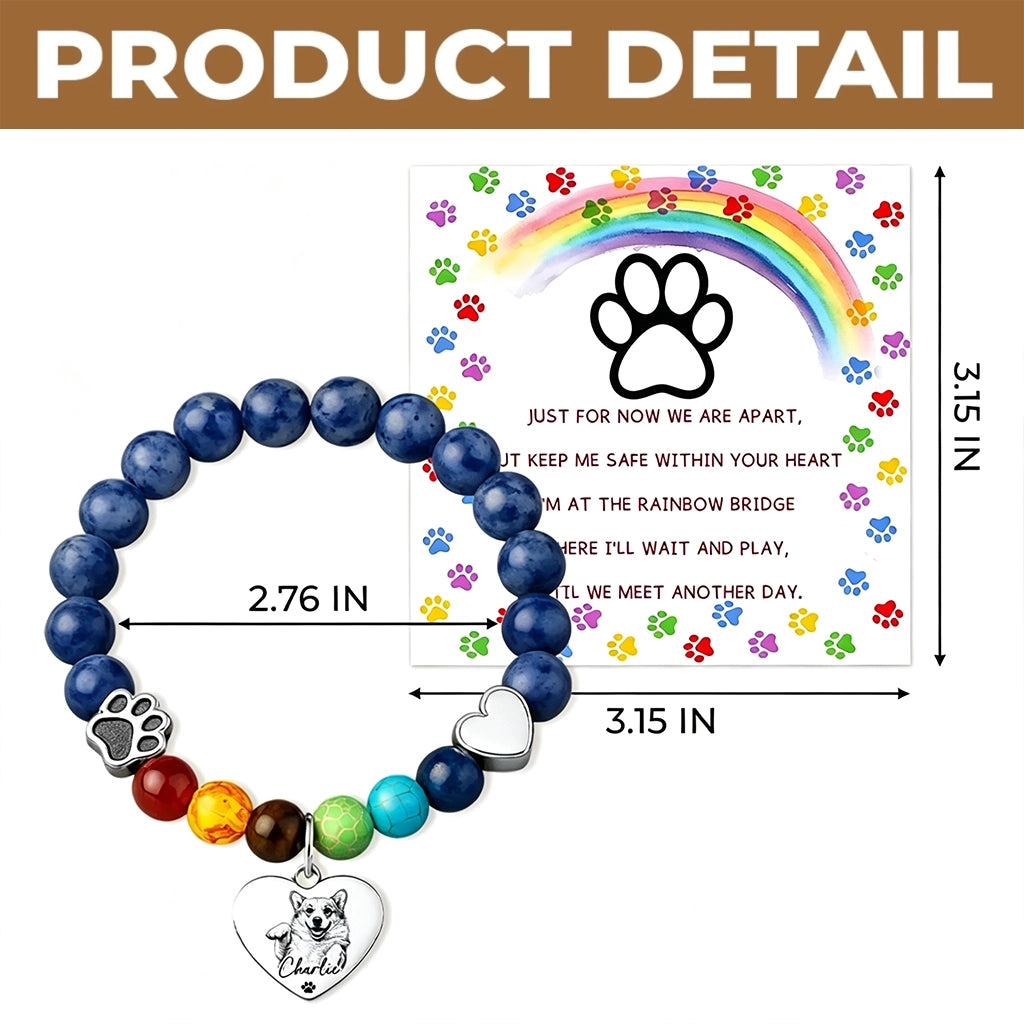 Blue Lace Heart Bracelet for Pet Loss Sympathy, Personalized Dog Keepsake and Creative Gift