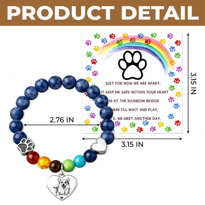 Blue Lace Heart Bracelet for Pet Loss Sympathy, Personalized Dog Keepsake and Creative Gift
