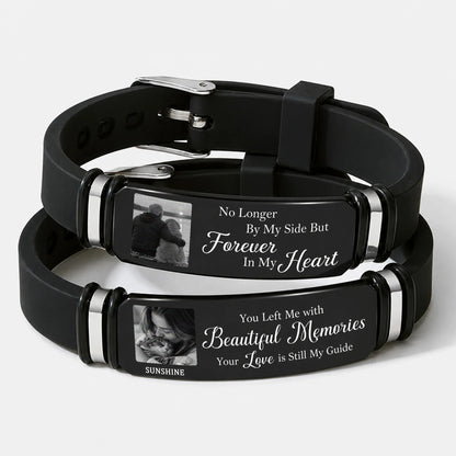 Personalized Silicone Bracelet, Monochrome Embracing Portrait Keepsake, Unique Memorial Gift for Family or Friend