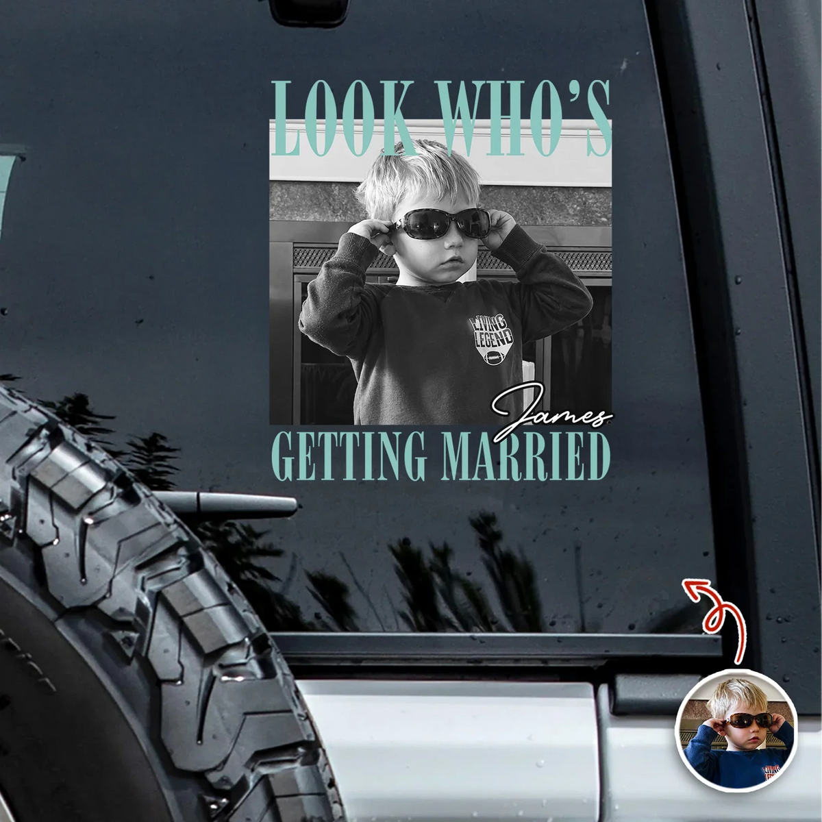 Personalized Black & White Sticker Decal, Look Who's Getting Married Car Window, Unique Gift for Bride To Be