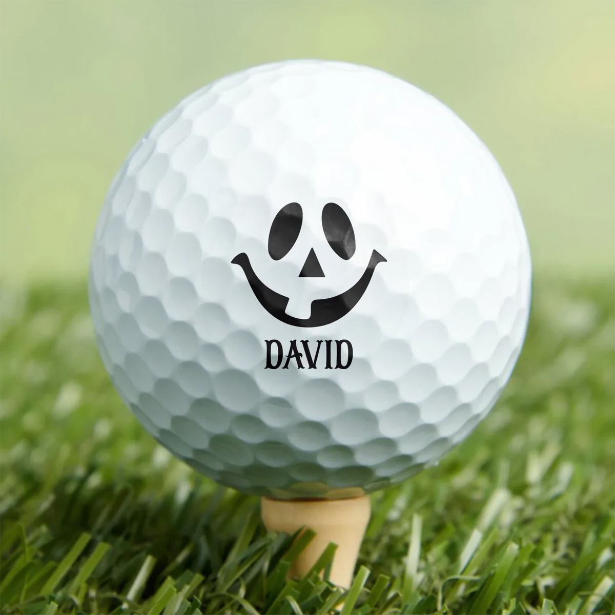 Personalized Golf Ball Stamp with Smiling Jack-o'-Lantern, Creative Gift for Golfers and Spooky Fairway Fun