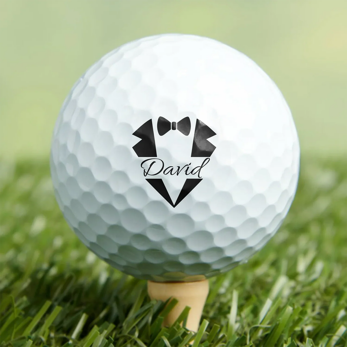 Personalized Golf Ball Stamp Box With Tuxedo Name Design, Unique Wedding Gift for Groom & Groomsman