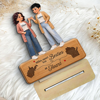 Personalized Wooden Plaque, Unique Best Friends Gift With Pinky Promise & Miles Apart Quote
