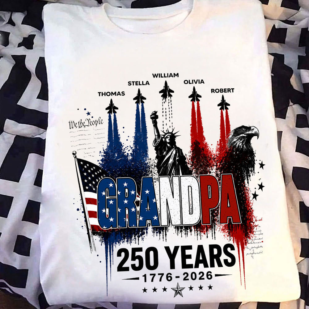 Patriotic Jet Fighter Classic Tee, Personalized Grandpa America Pride Unique Gift for Father's Day