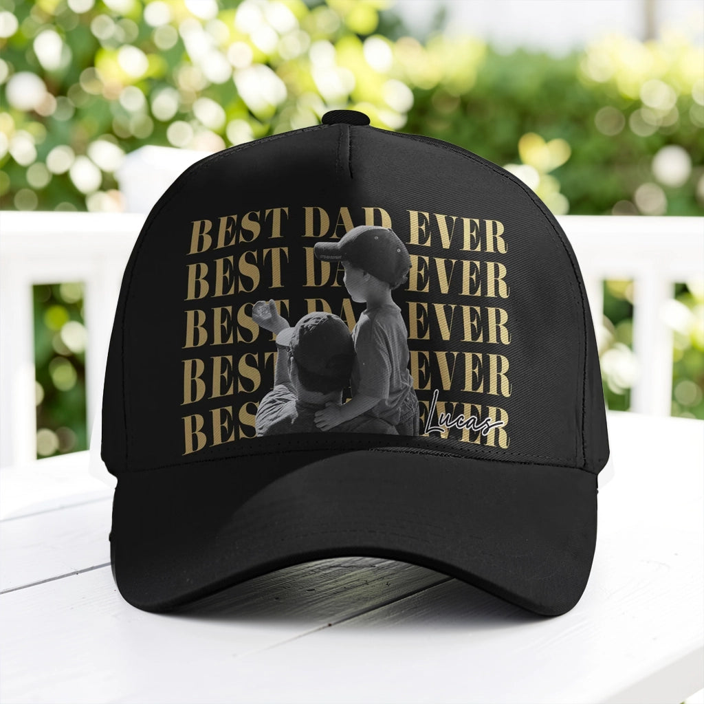 Classic Cap with Best Dad Ever Design, Heartwarming Photo Gift for Dad