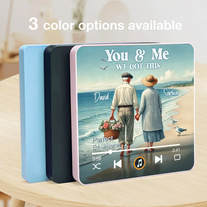 Personalized Acrylic Music Magnet 'You & Me We Got This' Couple Walking on the Beach Fridge Decor Unique Gift for Wife or Husband