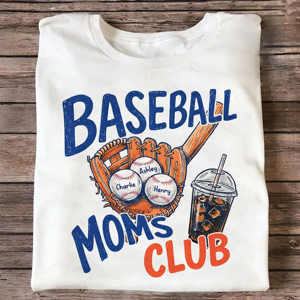 Personalized Baseball Moms Club Classic Tee, Retro Glove Graphic Game Day Spirit, Unique Gift for Mom