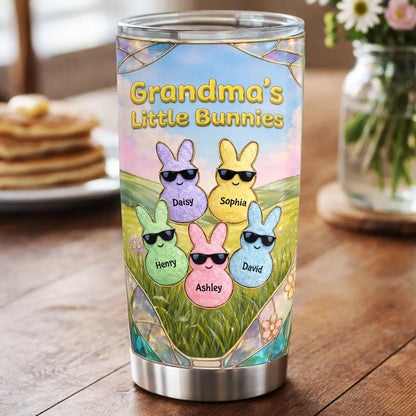 Grandma's Little Bunnies Insulated Travel Tumbler, Personalized Keepsake, Bright Pastel Easter Gift for Mom or Grandma