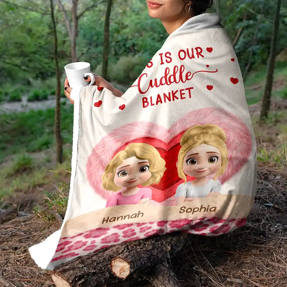 This Is Our Cuddle Blanket Personalized Fleece Blanket with Adorable Couple Illustration - Sweet Cozy Gift for Couples