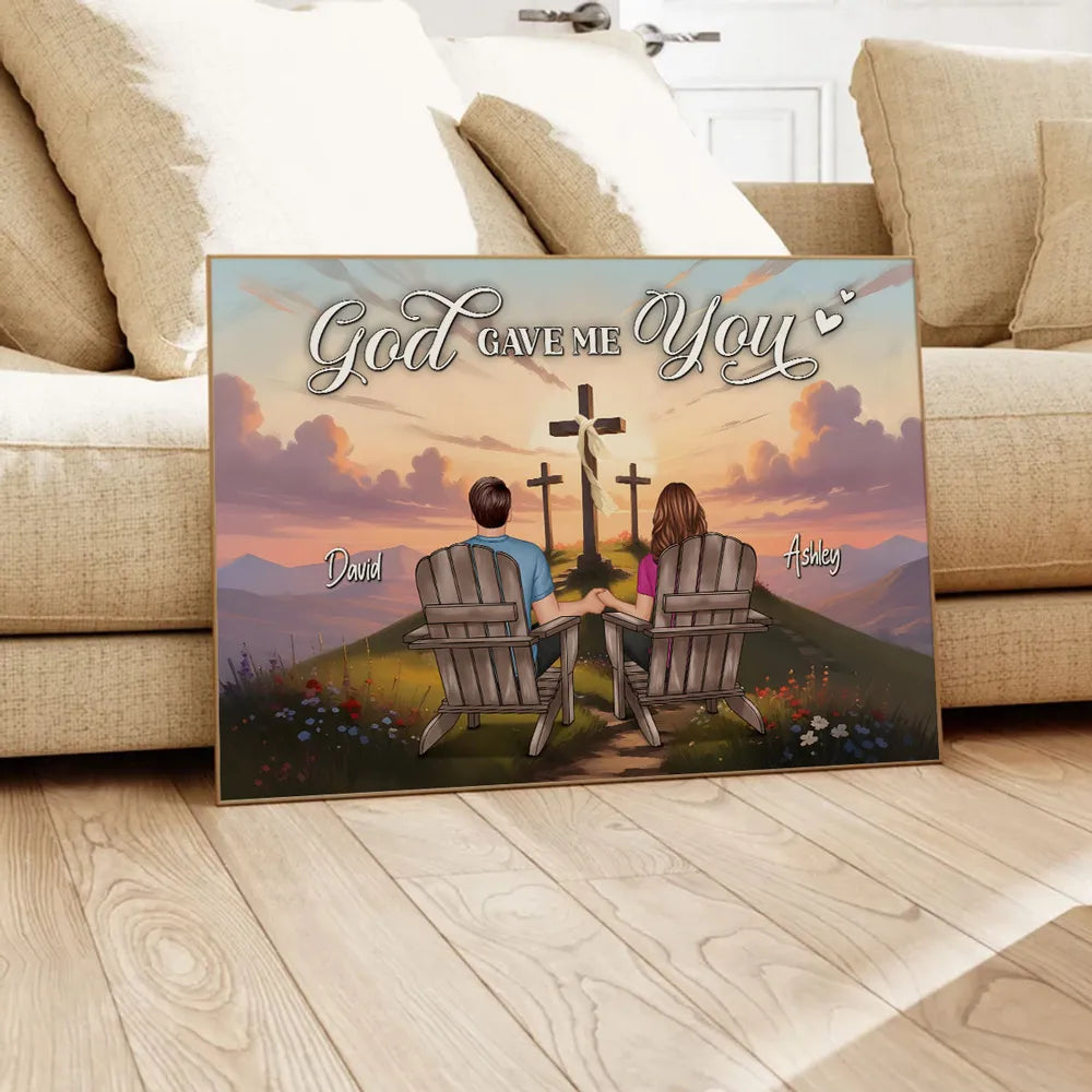 Personalized "God Gave Me You" Poster, Ornament, Plaque, Keychain– A Unique Gift for Couples, Faith & Love Expression