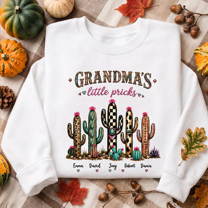 Personalized Grandma Sweatshirt, Cactus Little Pricks Design, Unique Gift With Fall Desert Style