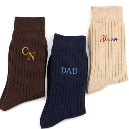 Embroidered Socks, Personalized Brown and Gold Design, Meaningful Creative Gift for Dad, Partner or Friend