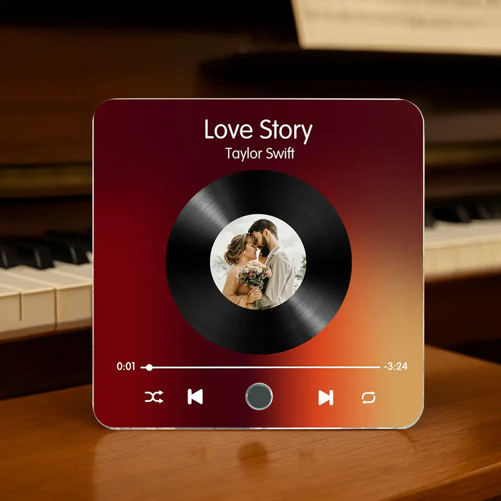 Personalized Acrylic Music Magnet with Couple Photo – Custom Song and Artist Name