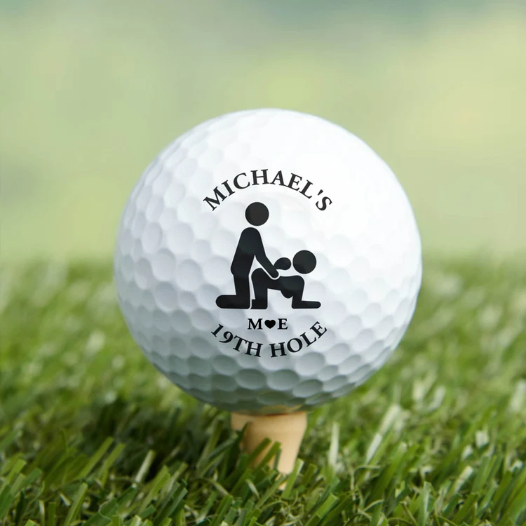 19th Hole Personalized Golf Ball with Playful Adult Humor, Creative Golf Gift for Him and Couples