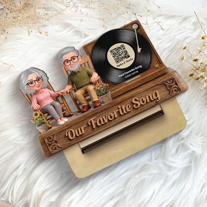 Our Favorite Song 2-Layer Wooden Plaque, Personalized Couple Keepsake for Anniversary or Birthday, Sweet Living Room Display Gift