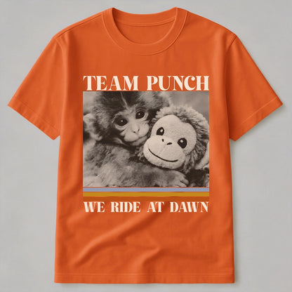 Team Punch Classic Tee Funny Baby Monkey Dragging Plush Shirt - Unique Creative Gift for Animal Lovers