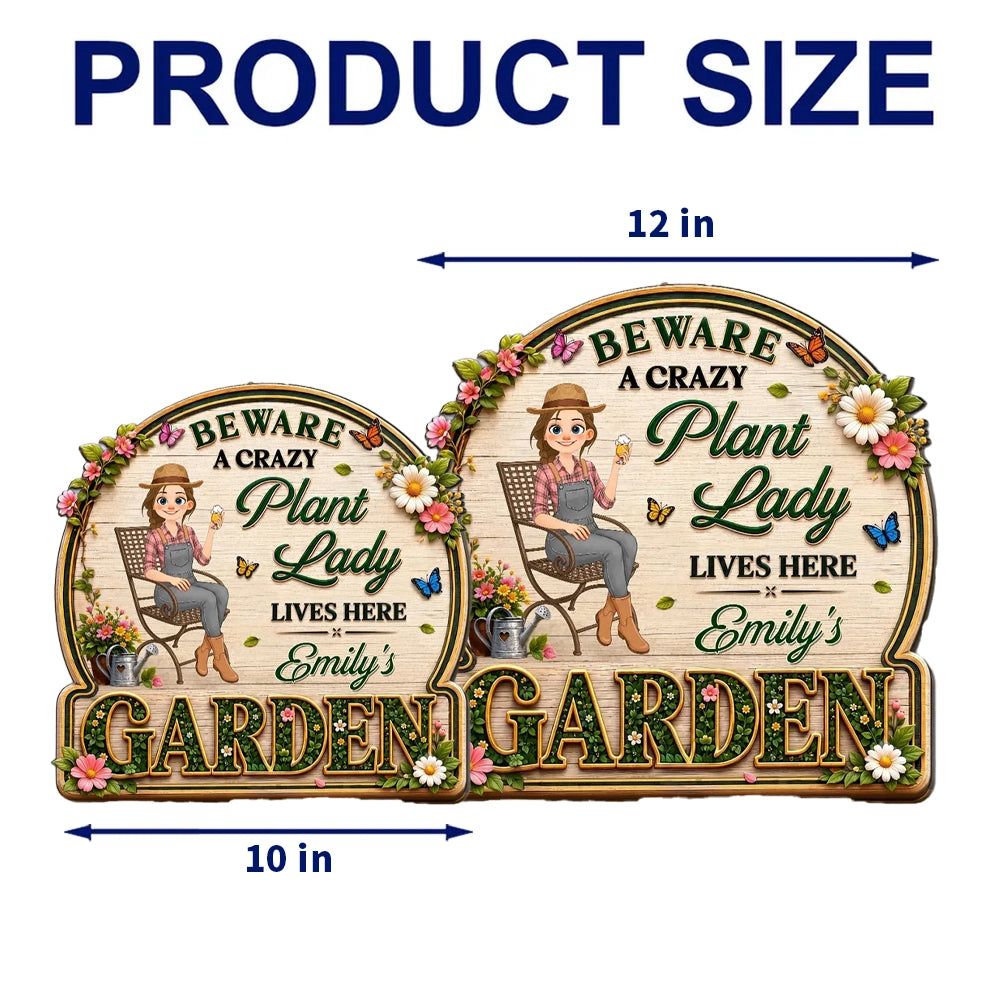 Personalized Wooden Sign, Stylized Plant Lady Garden Decor, Unique Creative Gift for Plant Lovers
