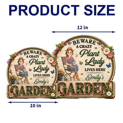 Personalized Wooden Sign, Stylized Plant Lady Garden Decor, Unique Creative Gift for Plant Lovers