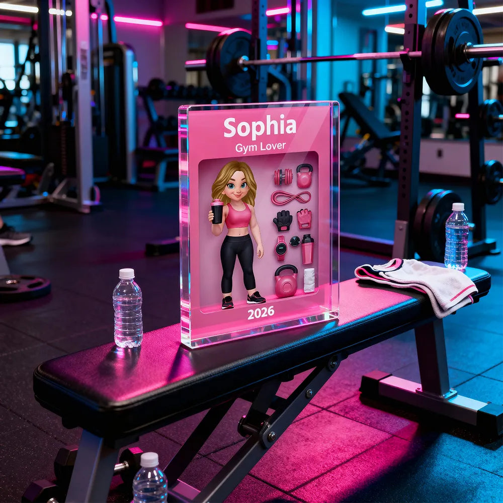 Rectangle Acrylic Block Plaque 'Stronger Everyday' Gym-Themed Desk Decor, Personalized Motivational Gift