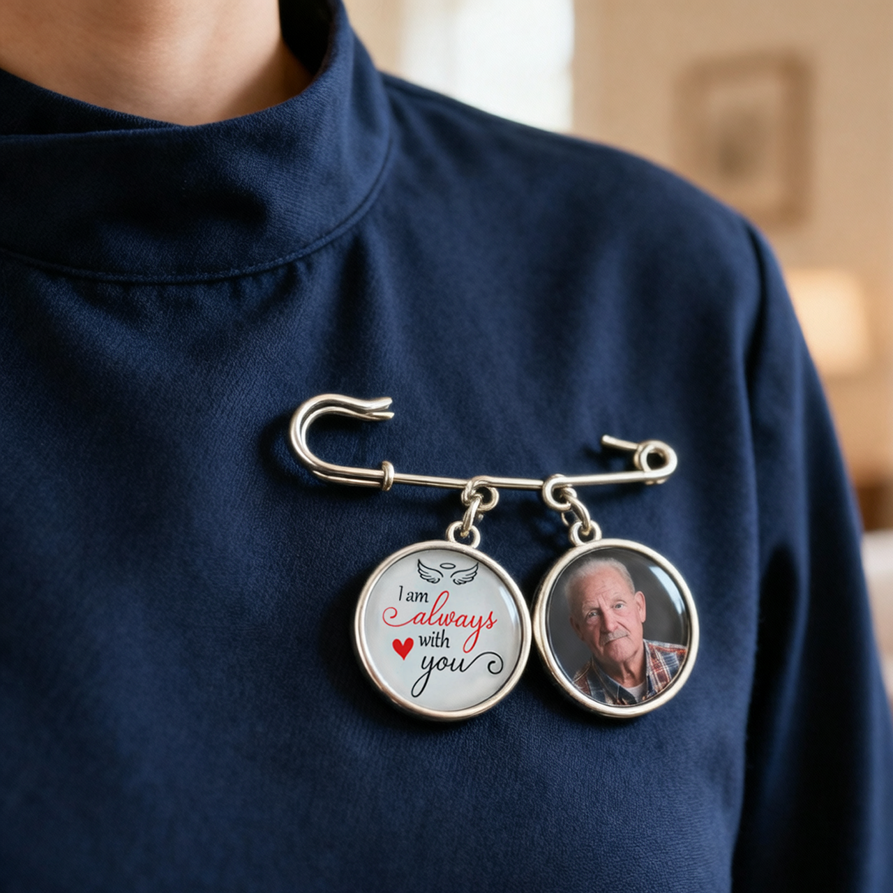 Memorial Alloy Charm Lapel Pin, Personalized Photo Keepsake to Carry L ...