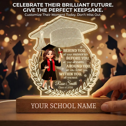 Shaped Acrylic Block LED Plaque Graduation Cap Quote, Warm Glow Desk Decor, Unique Creative Gift For Senior Grad