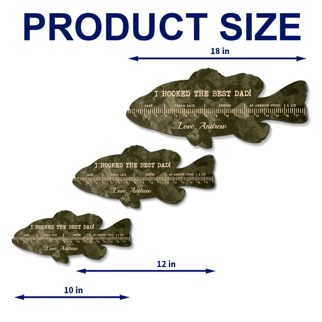 Personalized Fish Ruler Wooden Sign, Custom Fishing Decor for Dad, Unique Creative Gift
