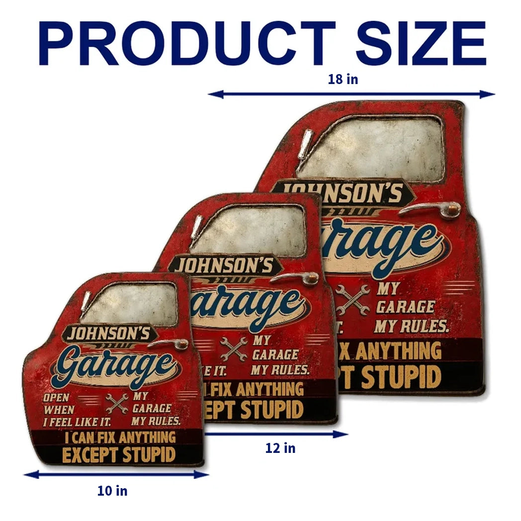 Personalized Wooden Sign, Vintage Red Garage Door Design, Unique Gift for Dad's Workshop