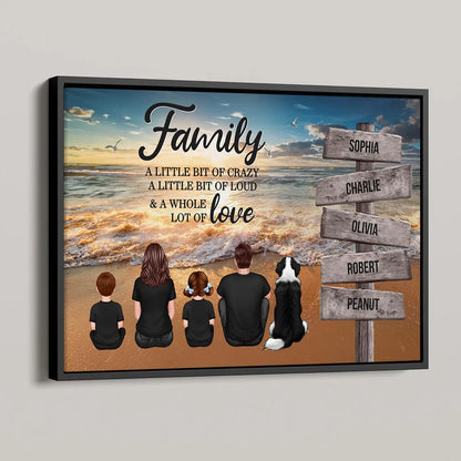 Beach Landscape Family A Little Whole Lot of Love Sign Posts Personalized Poster or Plaque or Keychain or Ornament, Home Decoration, Gift For Family