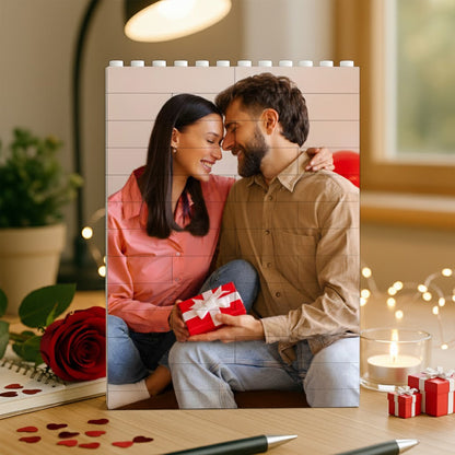 PVC Building Brick Puzzle Personalized Couple Photo with Heart Accent, Sweet Together-Time Display, Creative Gift for Boyfriend or Girlfriend