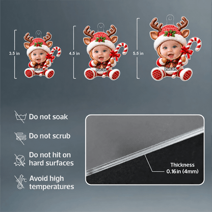 Personalized Photo Christmas Ornament, Choose Your Festive Character Design, Custom Name Keepsake Gift for Kids & Family