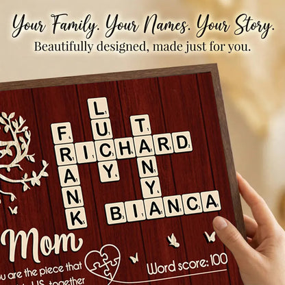 Mom You Are the Piece That Holds Us Together Poster, Personalized Crossword Keepsake, Heartwarming Gift for Mom