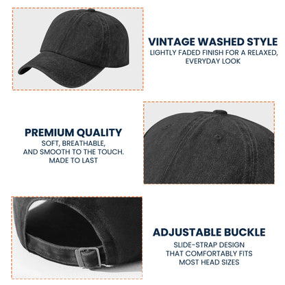 Personalized Washed Denim Baseball Cap with Distressed USA Flag Grandpa Design, Unique Father's Day Gift
