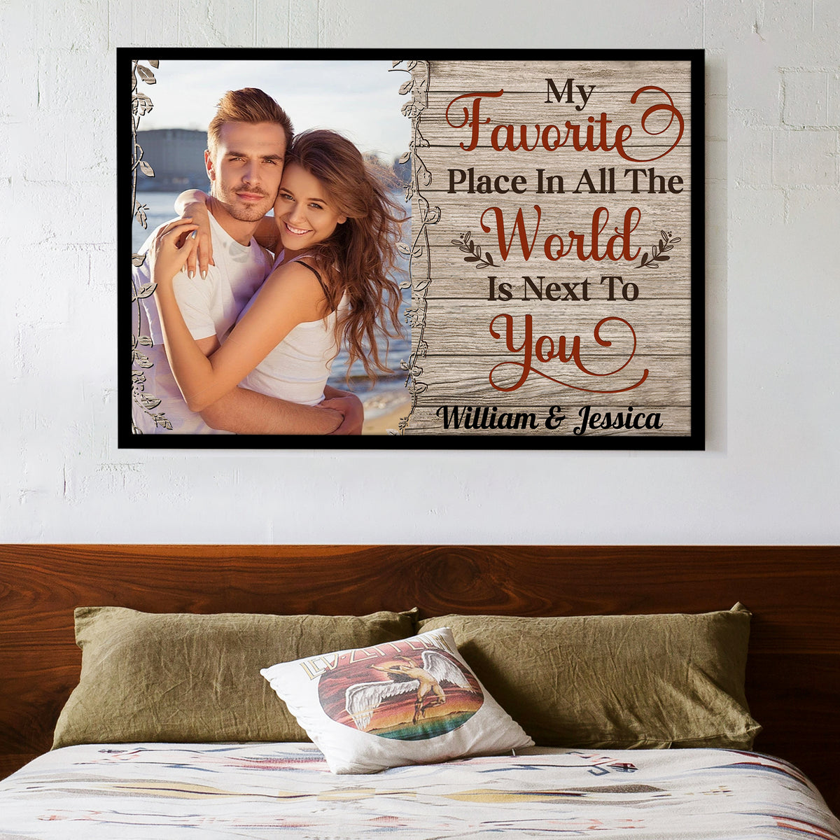 Personalized Romantic Canvas - "My Favorite Place In All The World Is Next To You" Valentine’s Day Gift