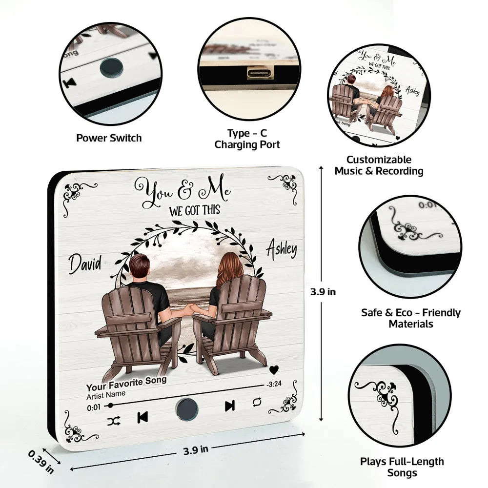Romantic Fridge Magnet for Couples – Customized Names, Song, and Scenic Design
