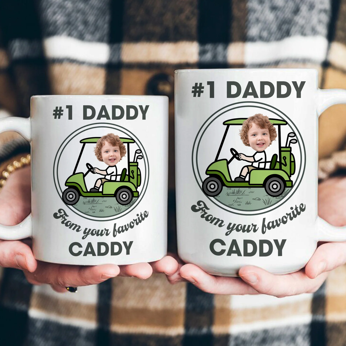 Custom White Ceramic Mug for No. 1 Daddy, Cute Golf Caddy Design, Creative Gift for Dad's Morning Coffee