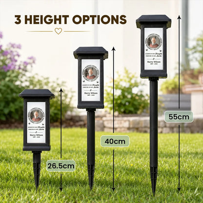 Personalized Solar Memorial Garden Light with Photo & Name, Remembrance Stake Light for Loved Ones