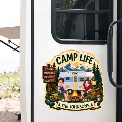 Personalized Camp Life RV Decal, Custom Couple & Family Camper Sticker, Camping Memories Gift
