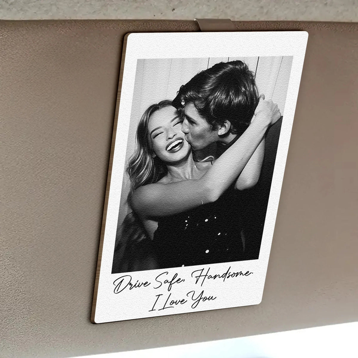 Personalized Wooden Car Visor Clip With Photo, Couple Kiss Design, Sweet Drive Companion, Unique Gift For Boyfriend Girlfriend